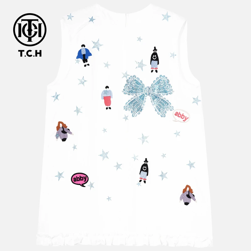 TCH私服烫钻工艺新时尚淑女百搭潮流连衣裙女T75B30E5036轻奢tch