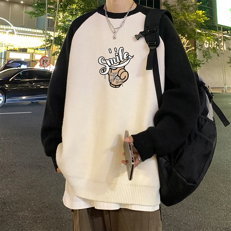 美式潮牌毛衣男秋季2024新款潮流休闲慵懒风内搭打底针织衫696