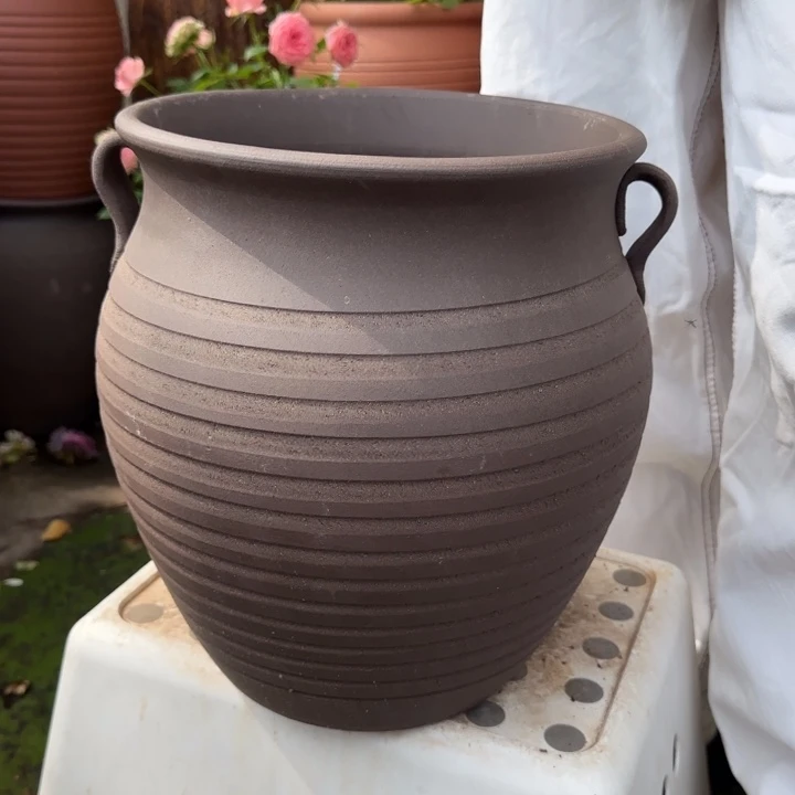 紫砂花盆口25高30宜兴紫砂