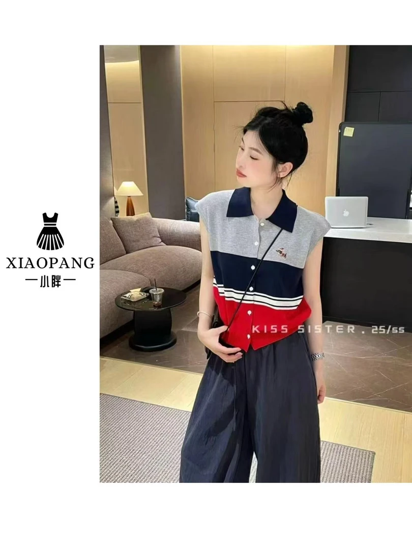 【小胖家】9078设计感polo领拼接刺绣短袖T恤