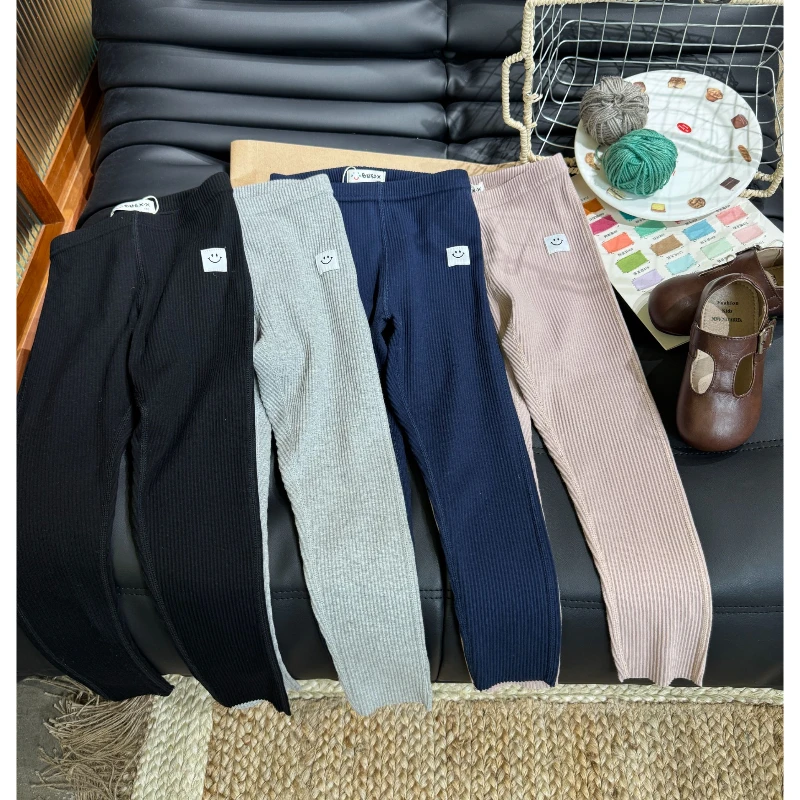 23148【笑脸标】春秋新款针织时尚百搭简约儿童打底裤