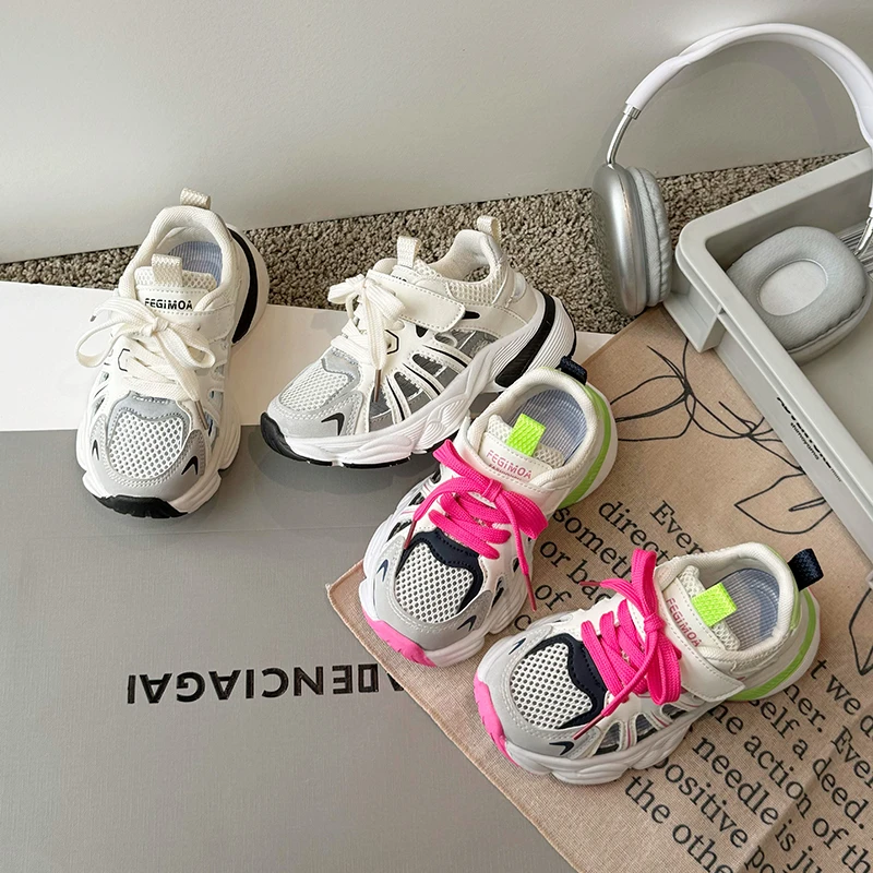 男童2025夏季新款镂空运动凉鞋女童时尚透网跑步鞋老爹鞋8033