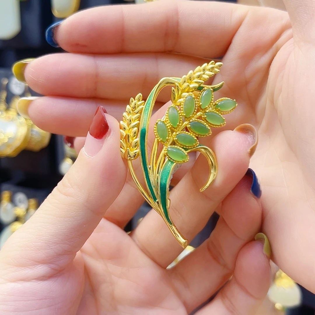 和田玉银S925镀金镶嵌颈饰