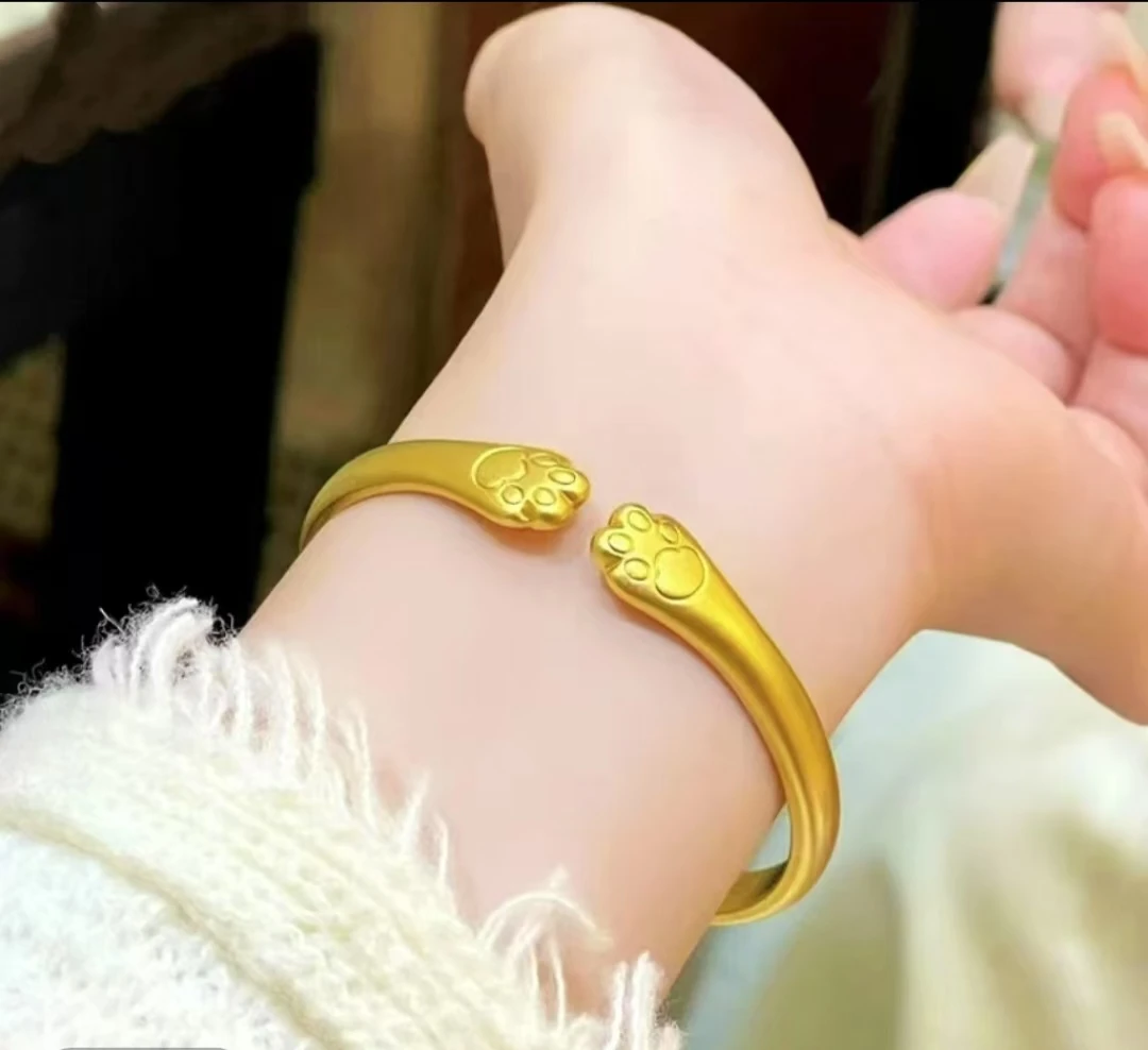 铜合金手镯 新中式国潮风《猫爪开口手镯镯子》精美气质简约百搭