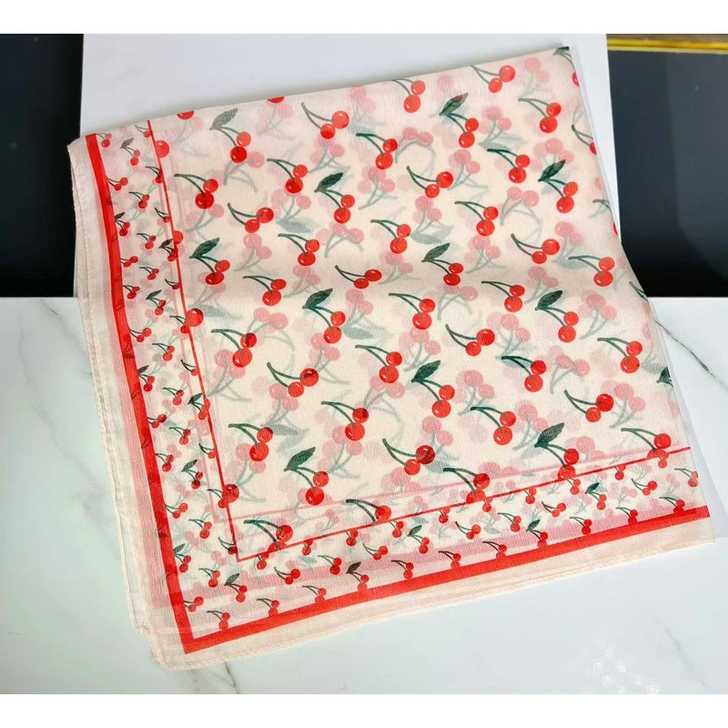 D  小樱桃 70*70 超薄西丽纱气质女士小方巾