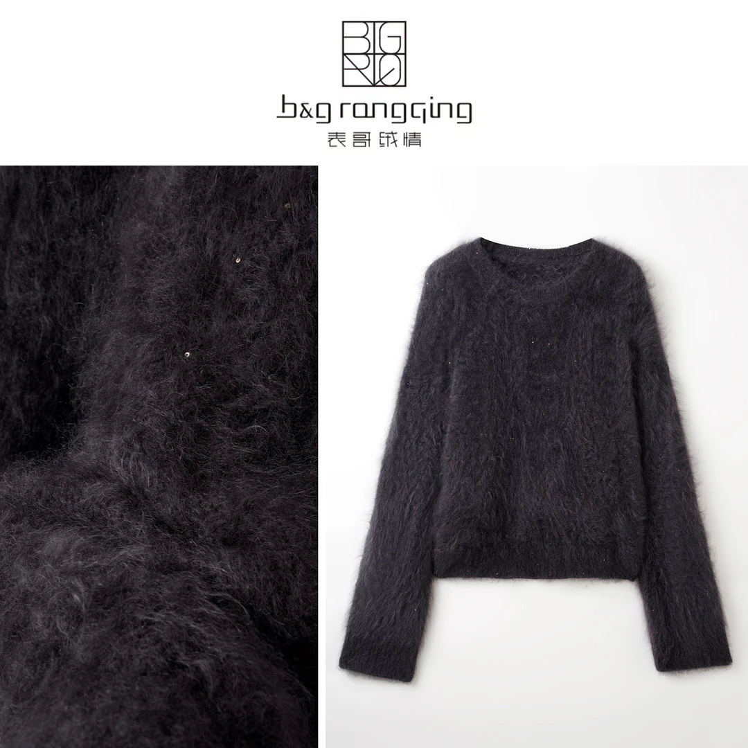 表哥绒情【忘川野】100山羊绒纯色圆领厚款百搭绞花女款重工羊绒衫