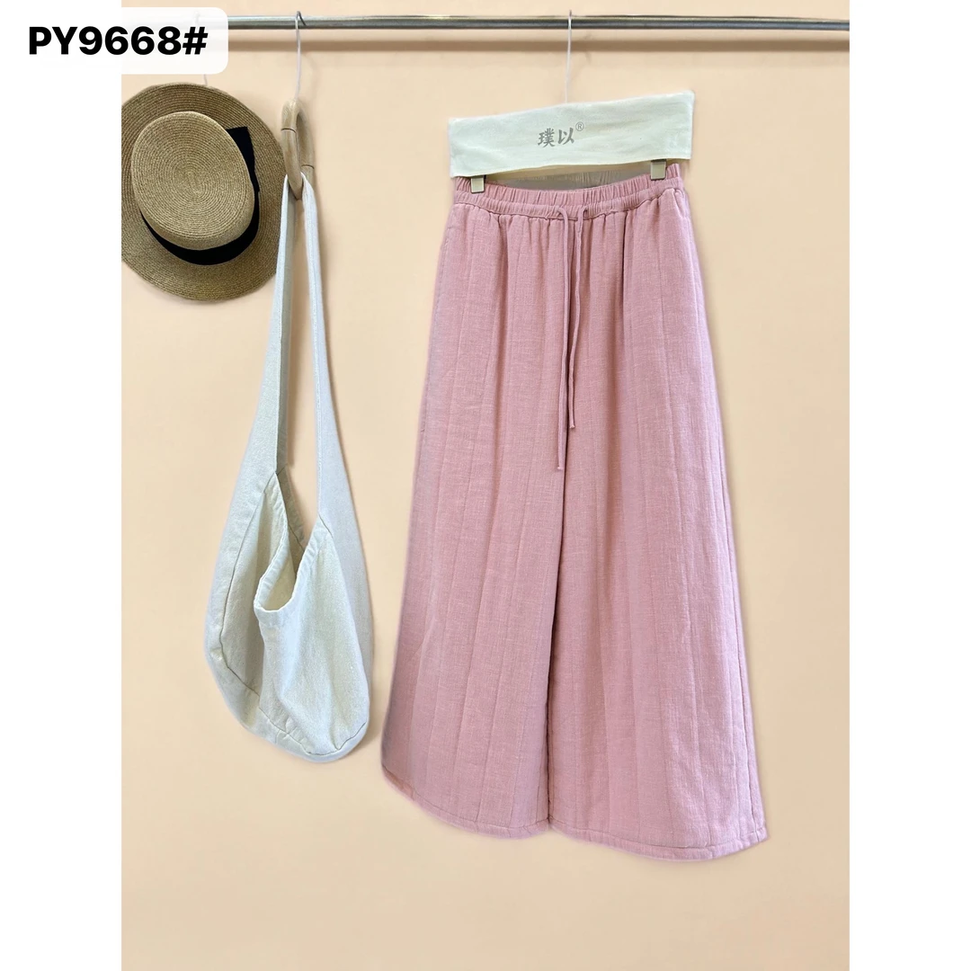 璞以麻棉宽直筒棉裤显瘦复古