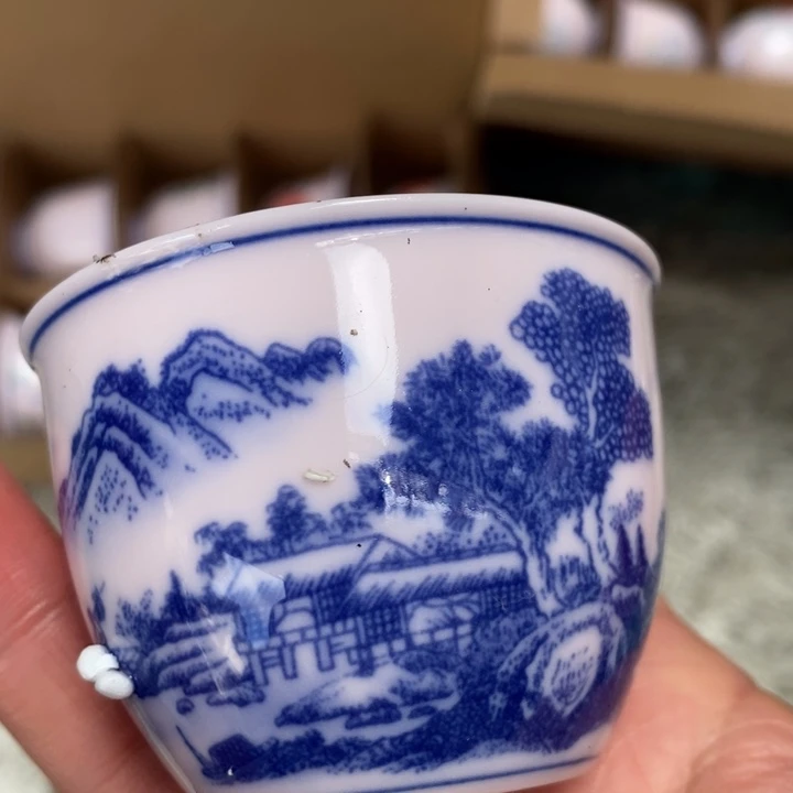 摆件陶瓷红稀土富春山居小杯