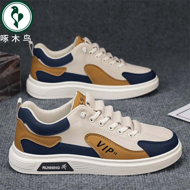 【正品】啄木鸟男鞋春秋季2025新款透气运动百搭休闲板鞋休闲鞋板鞋