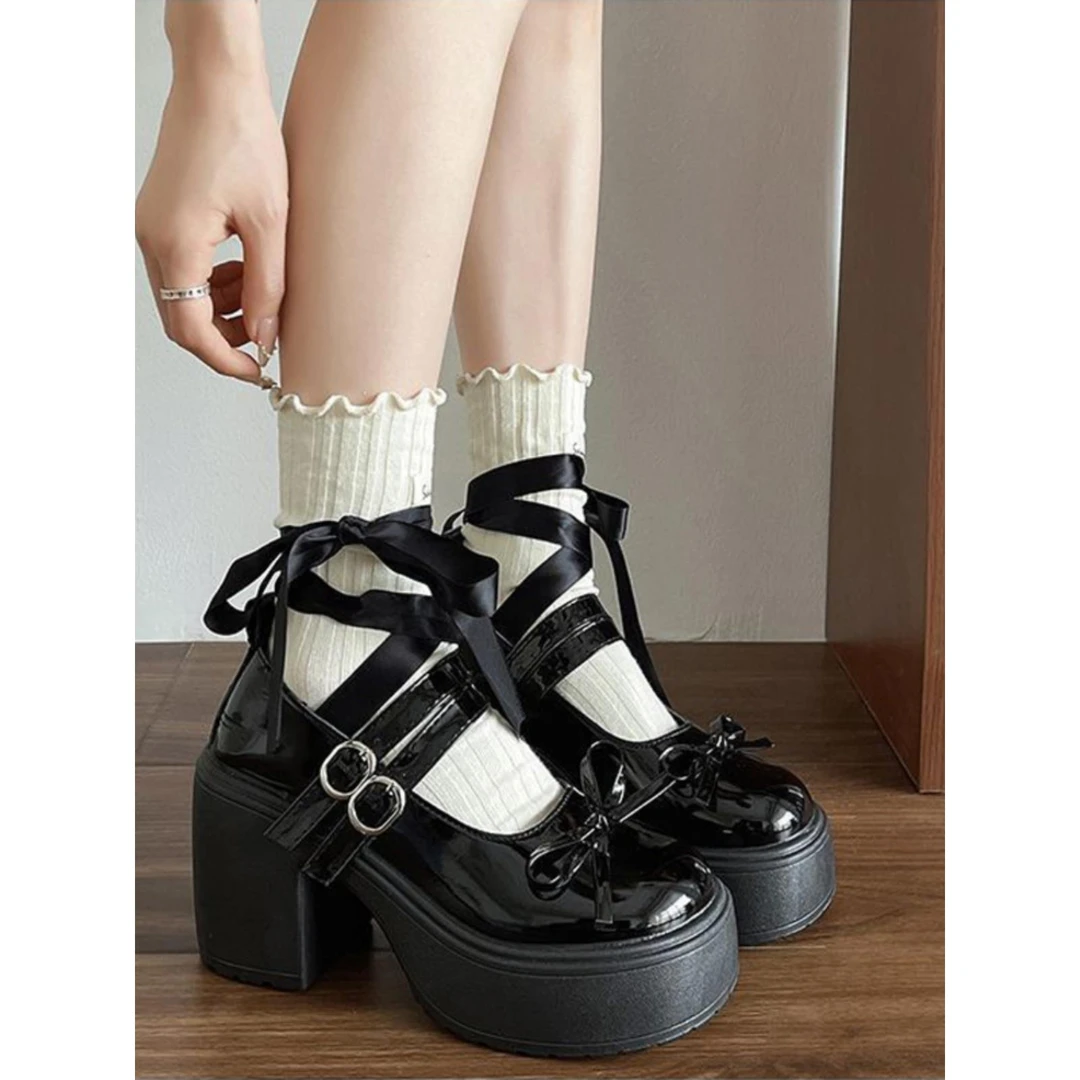 中大童高跟厚底小皮鞋女童可爱JK鞋子学生洛丽塔少女萝莉lo鞋