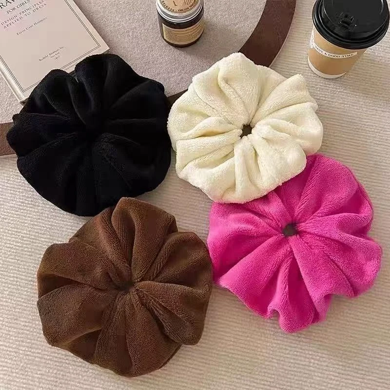 超大毛巾吸水干发发圈气质丸子头毛绒洗脸发带发饰随机颜色