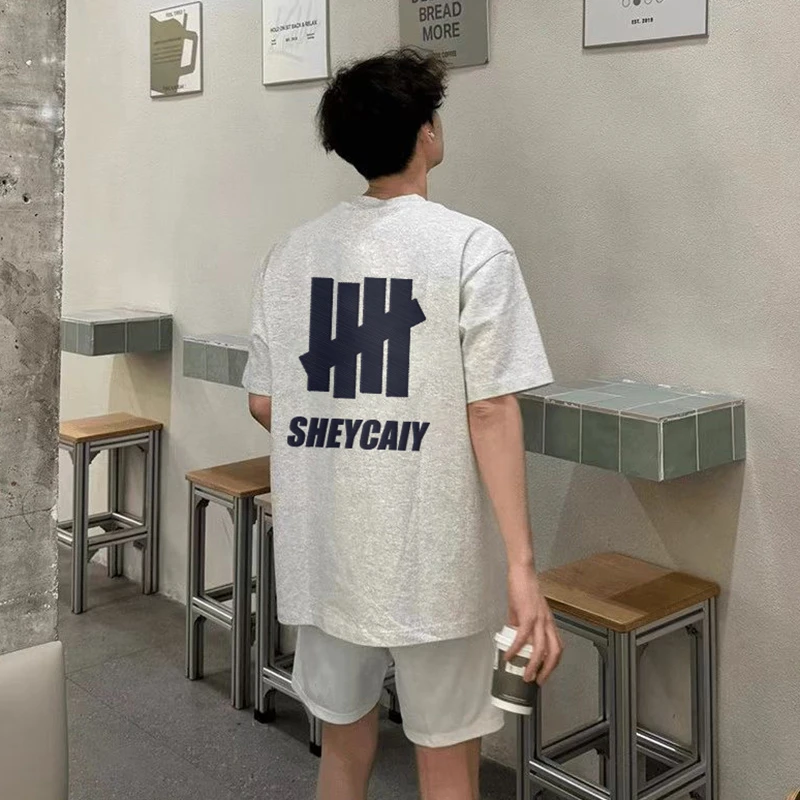 新款仿刺绣字母印花短袖t恤男女夏季ins情侣美式高街休闲宽松上衣