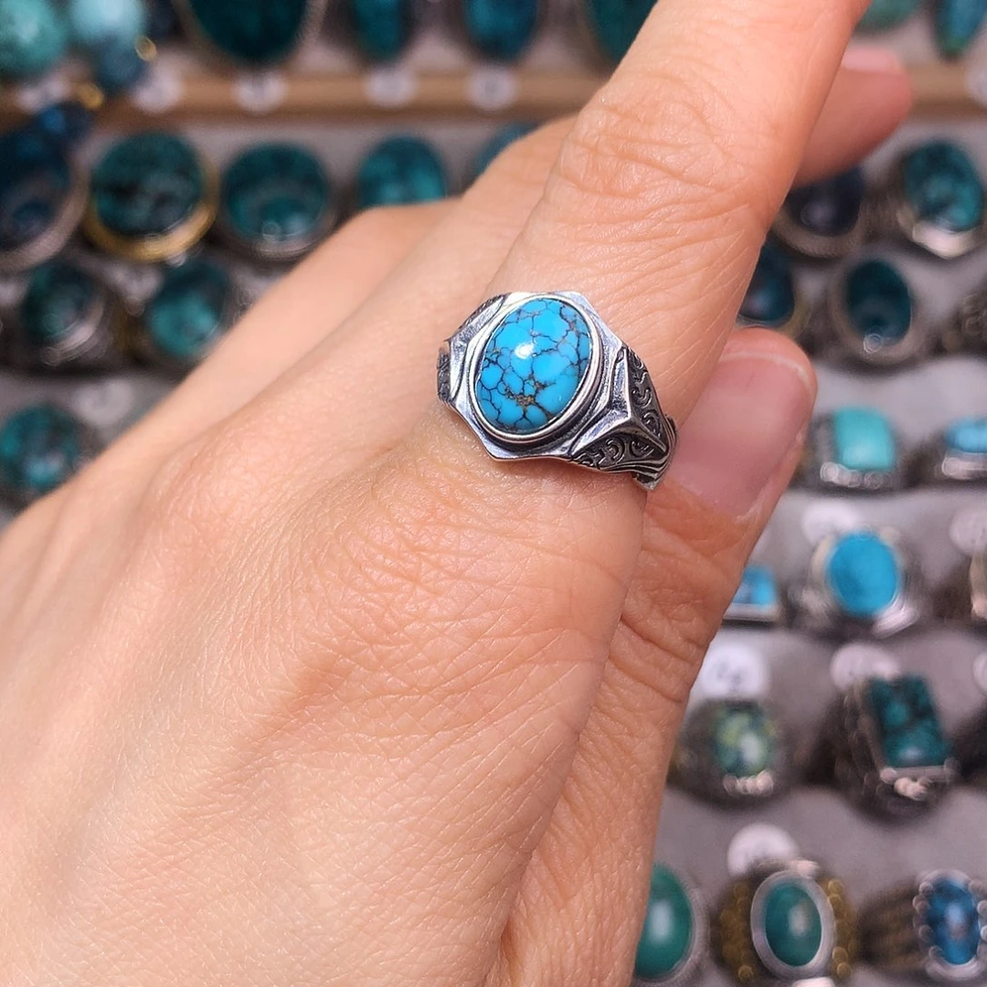 绿松石挂件银S925镶嵌