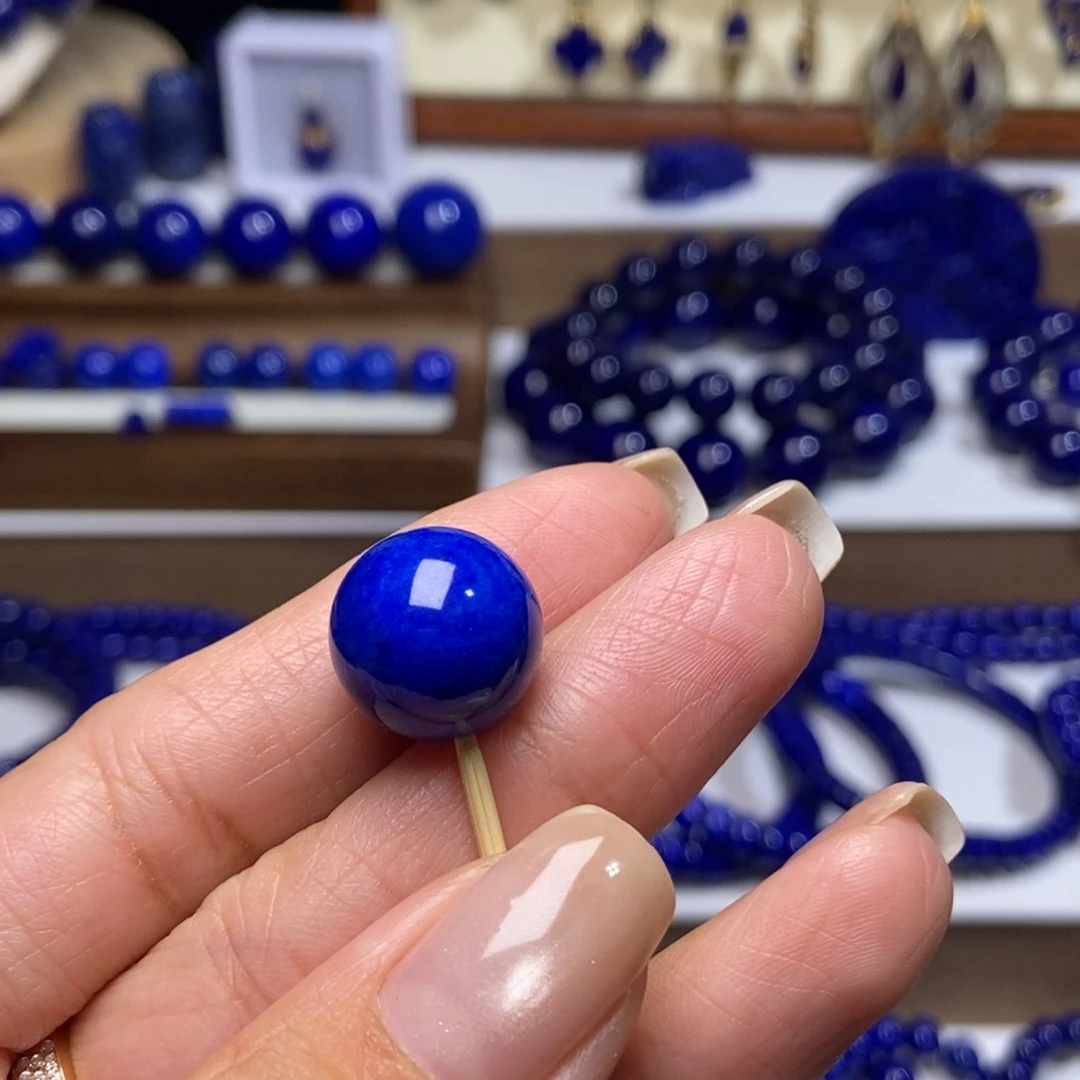 布***诺青金石未镶嵌老矿高品单珠14,2mm