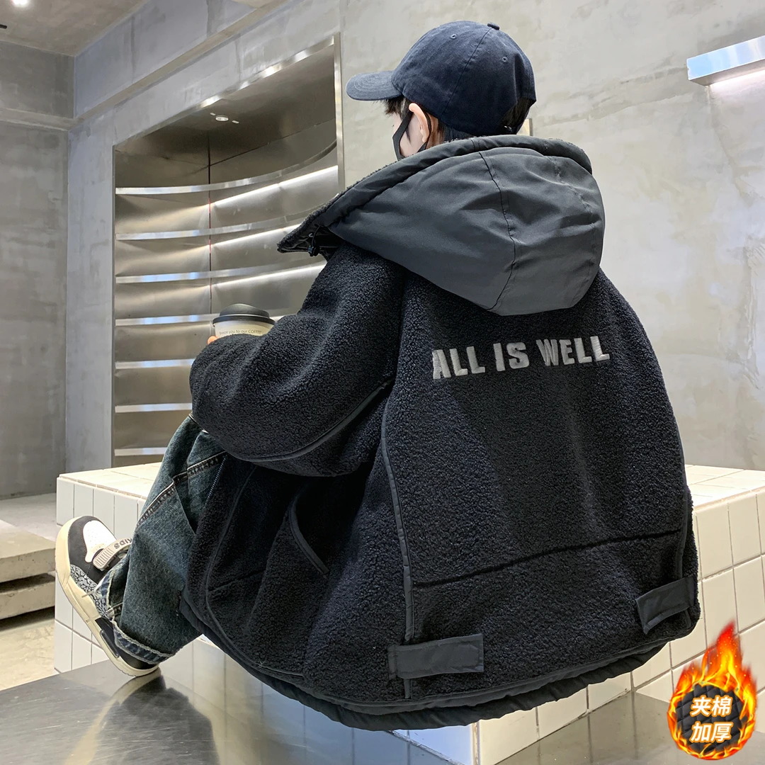 男童冬装加棉外套2025新款儿童秋冬季中大童男孩加厚羊羔绒毛毛衣