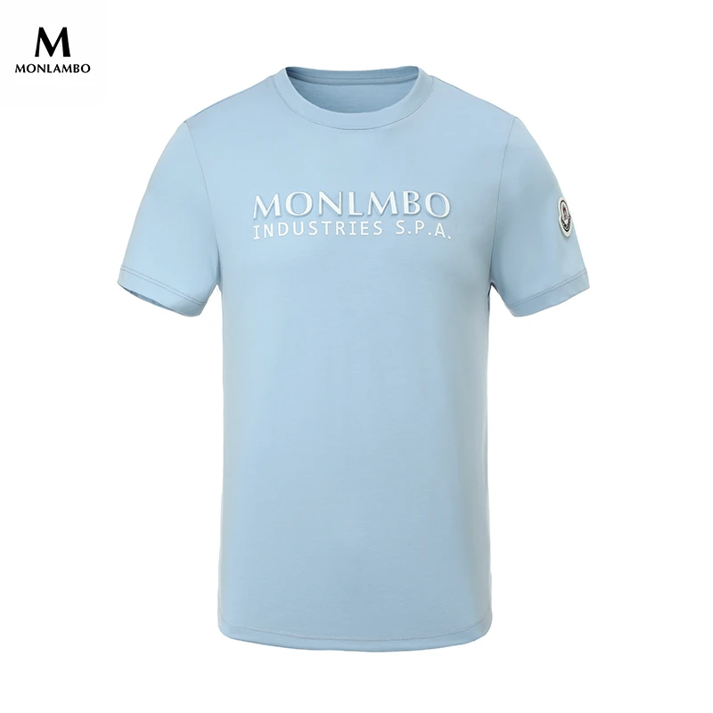 MONLAMBO/2025夏季新款亲肤透气舒适轻奢发泡高级感男款圆领短袖1