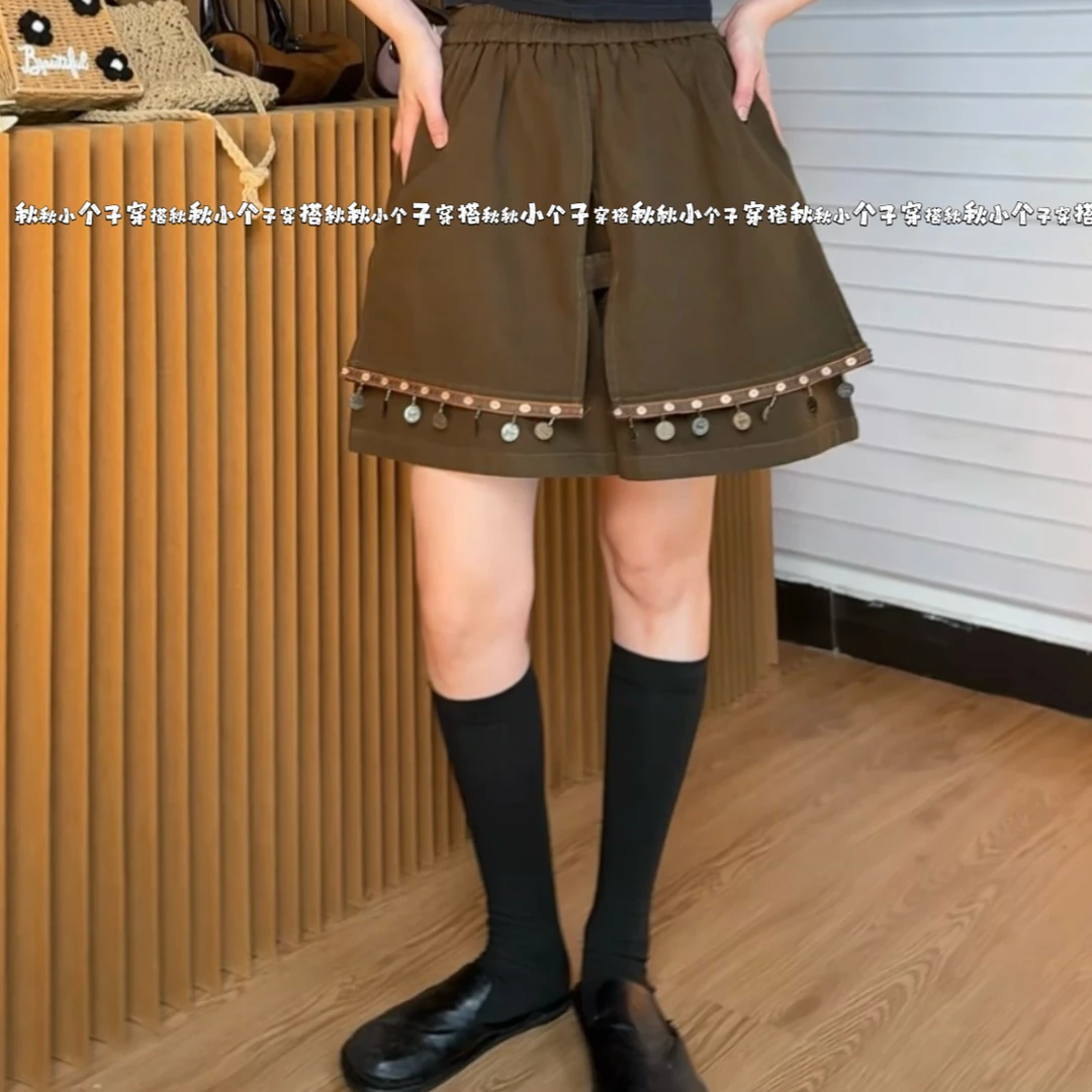 PQ "叮当裤"原创自制民族风西域风棉料A型花苞链条百搭短裙裤