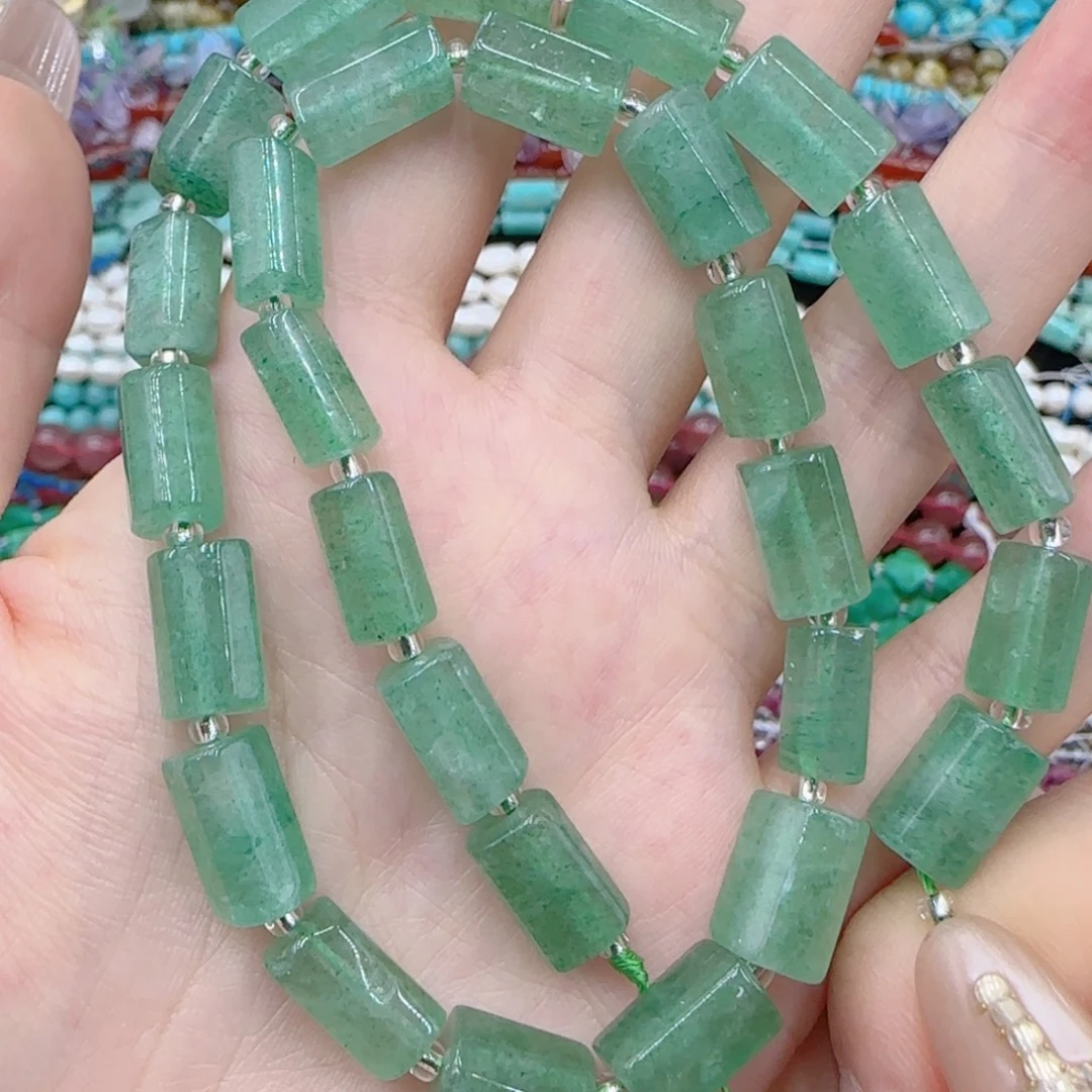 玛瑙/玉髓未镶嵌珠宝半成品草莓晶手工管珠一条