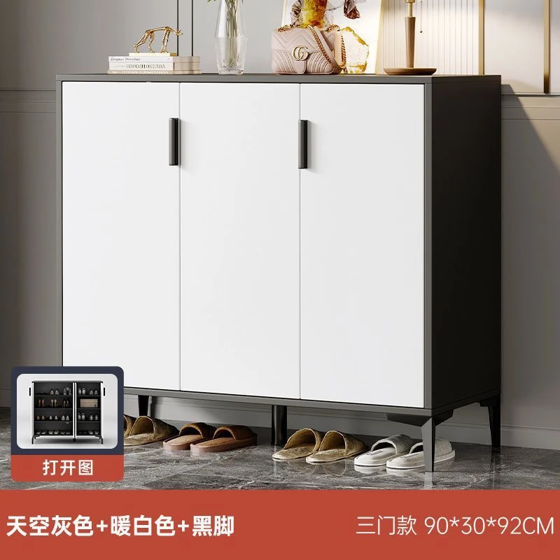 90厘米灰色三门铁腿鞋柜