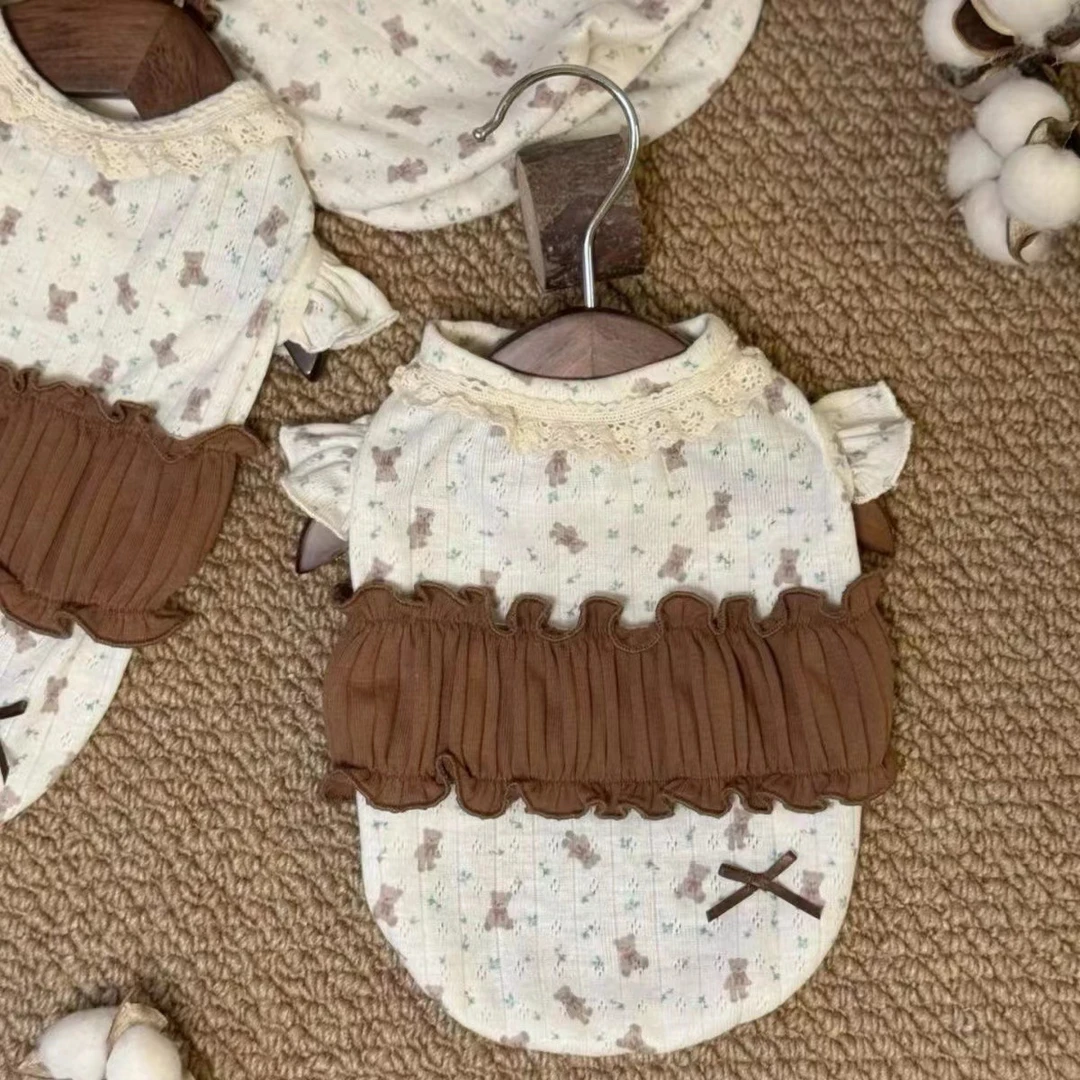 宠物衣服秋冬新款碎花蕾丝百搭打底衫狗狗猫咪柔软内搭狗狗服装否