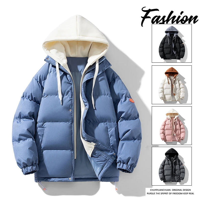 西域骆驼VANCAMEL男女同款假两件套棉衣服加厚保暖秋冬季外套6677