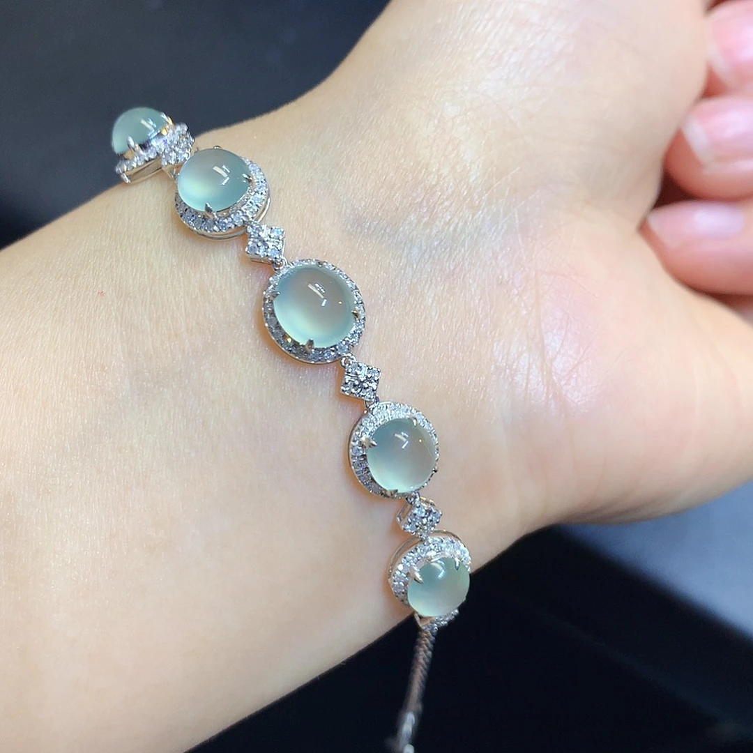 翡翠手链18K金镶嵌手链