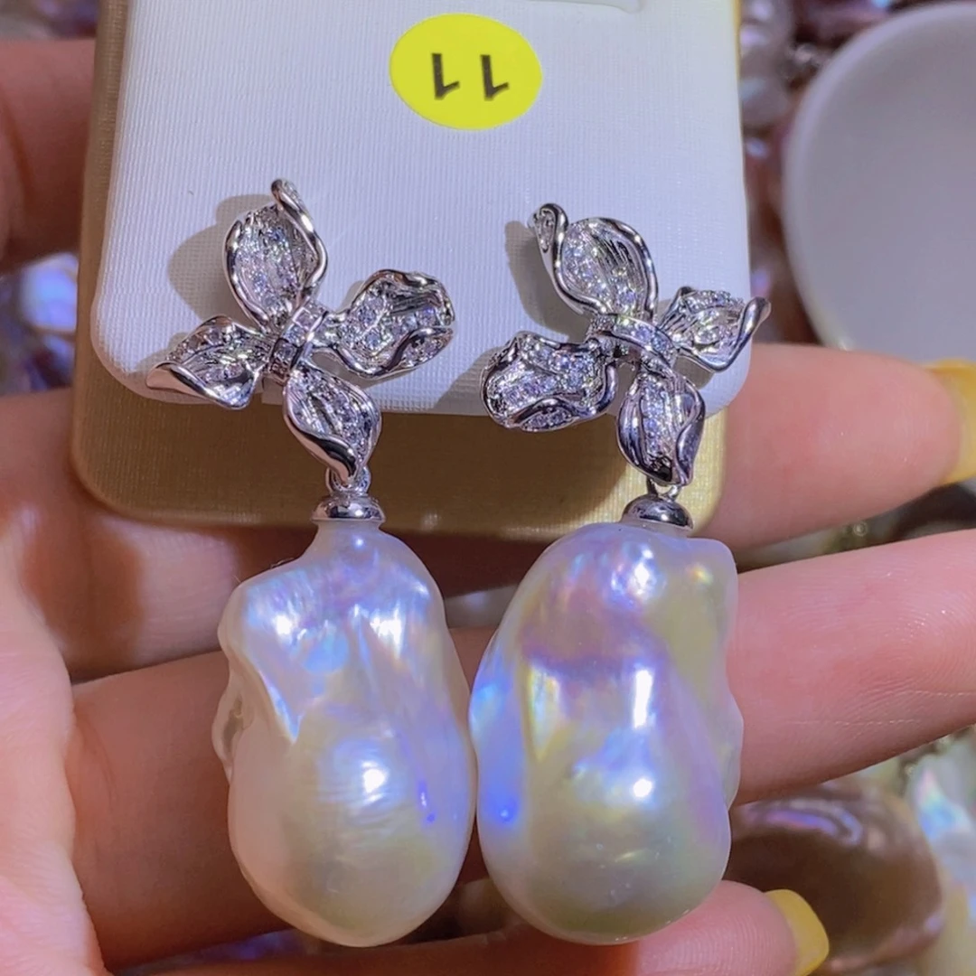 简***h银S925镶嵌淡水珍珠天然淡水珍珠无染色无优化