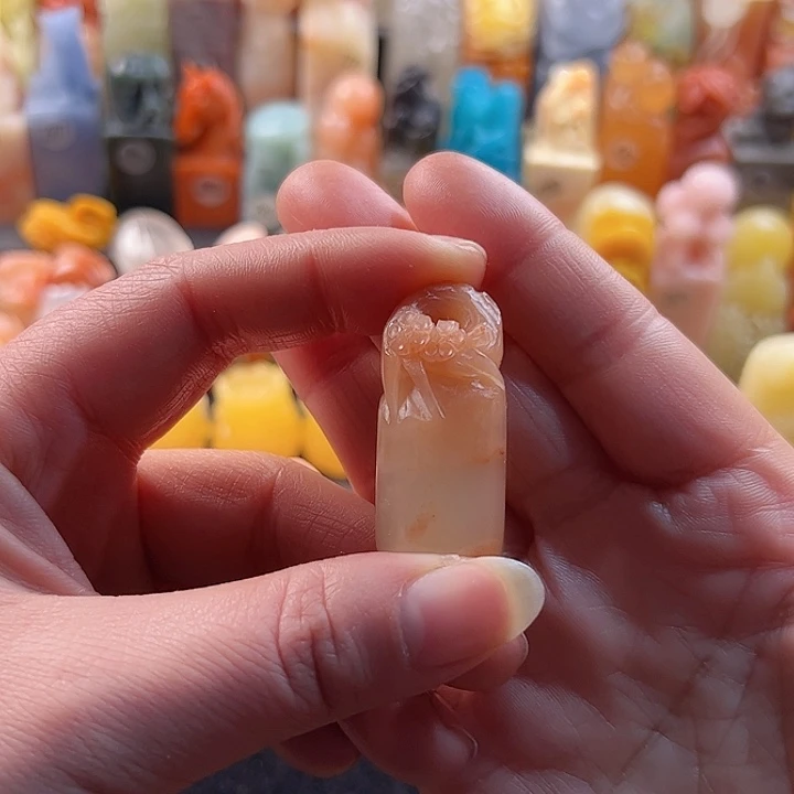 老挝石印石手工定制1.7厘米，梅花，包刻字