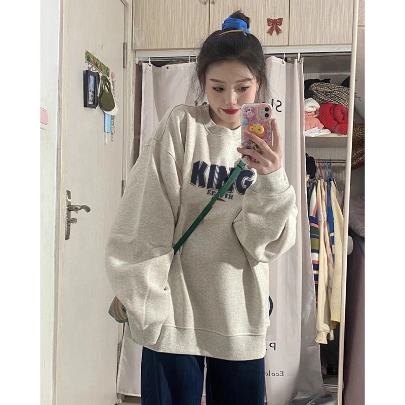 胖mm大码300斤卫衣女秋潮牌ins港味原宿风宽松遮肚子加绒长袖上衣