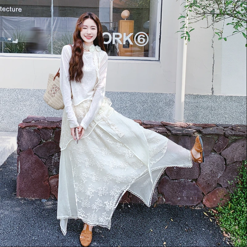 洋气气质T恤半身裙套装女2025春秋新款甜美独特漂亮显瘦两件套