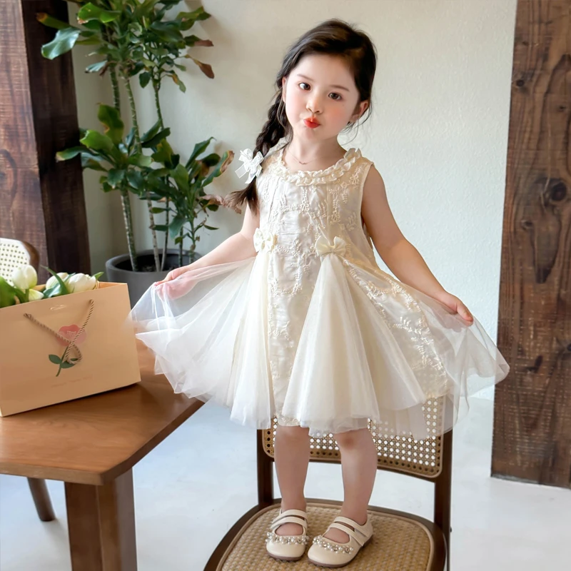 童装女公主裙夏季洋气夏装女童显白连衣裙连衣裙蕾丝小女孩