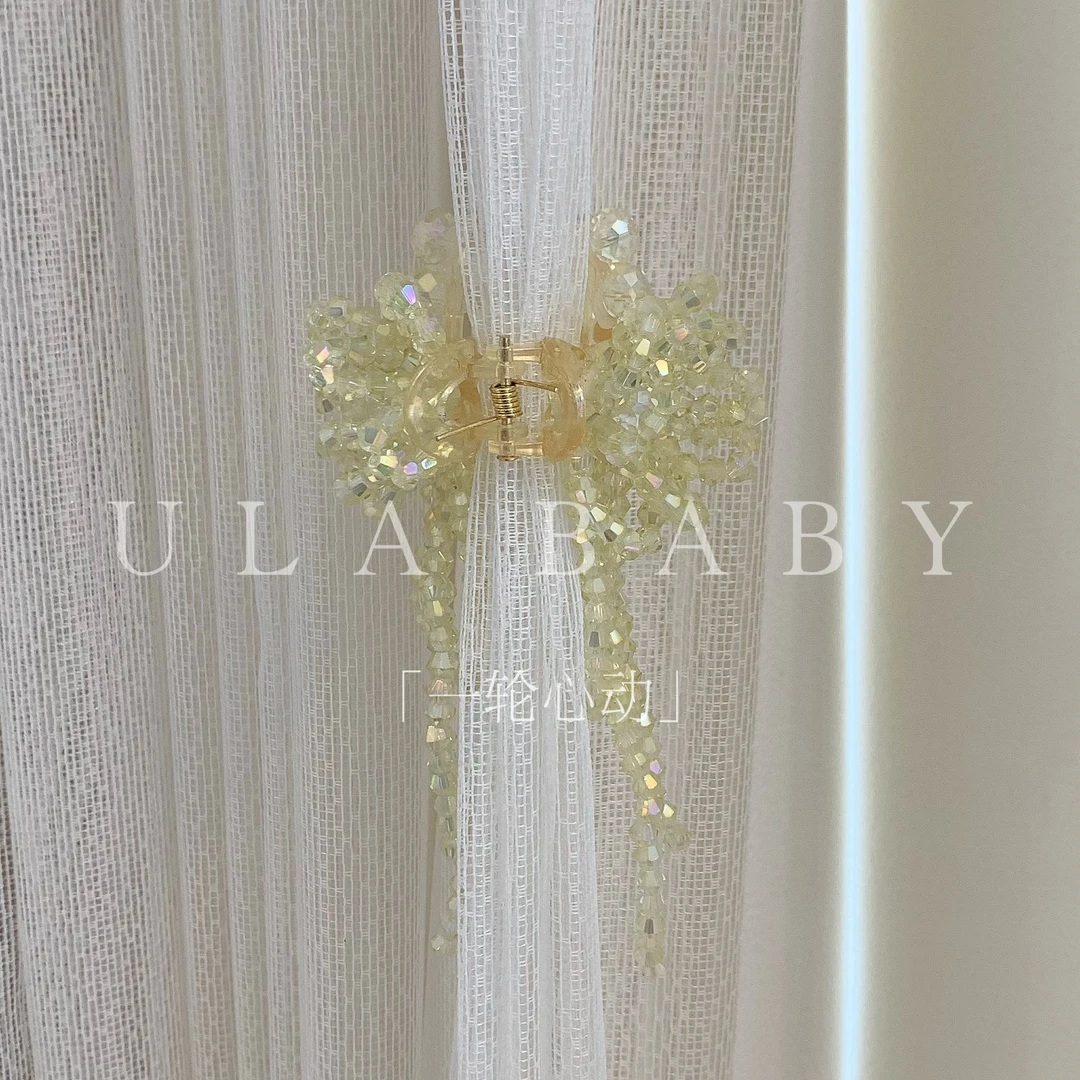 【喜儿ula】1-8-3「一轮心动」仙气晶晶蝴蝶结编织轻奢小抓夹