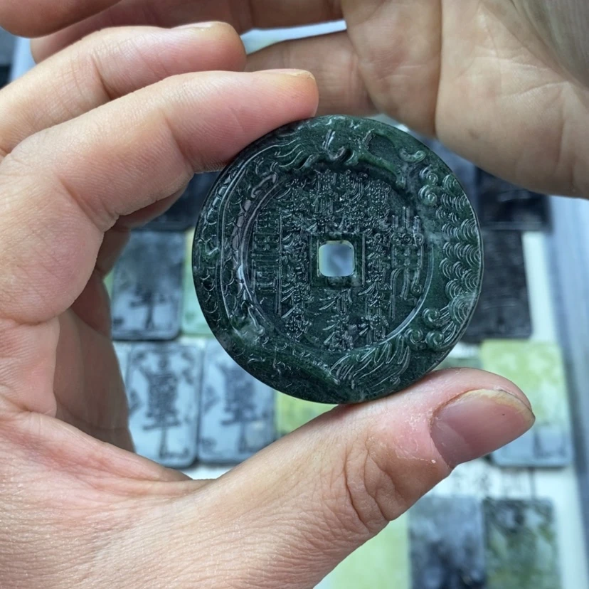 【闪购商品】岫玉颈饰未镶嵌岫玉山鬼花钱吊坠