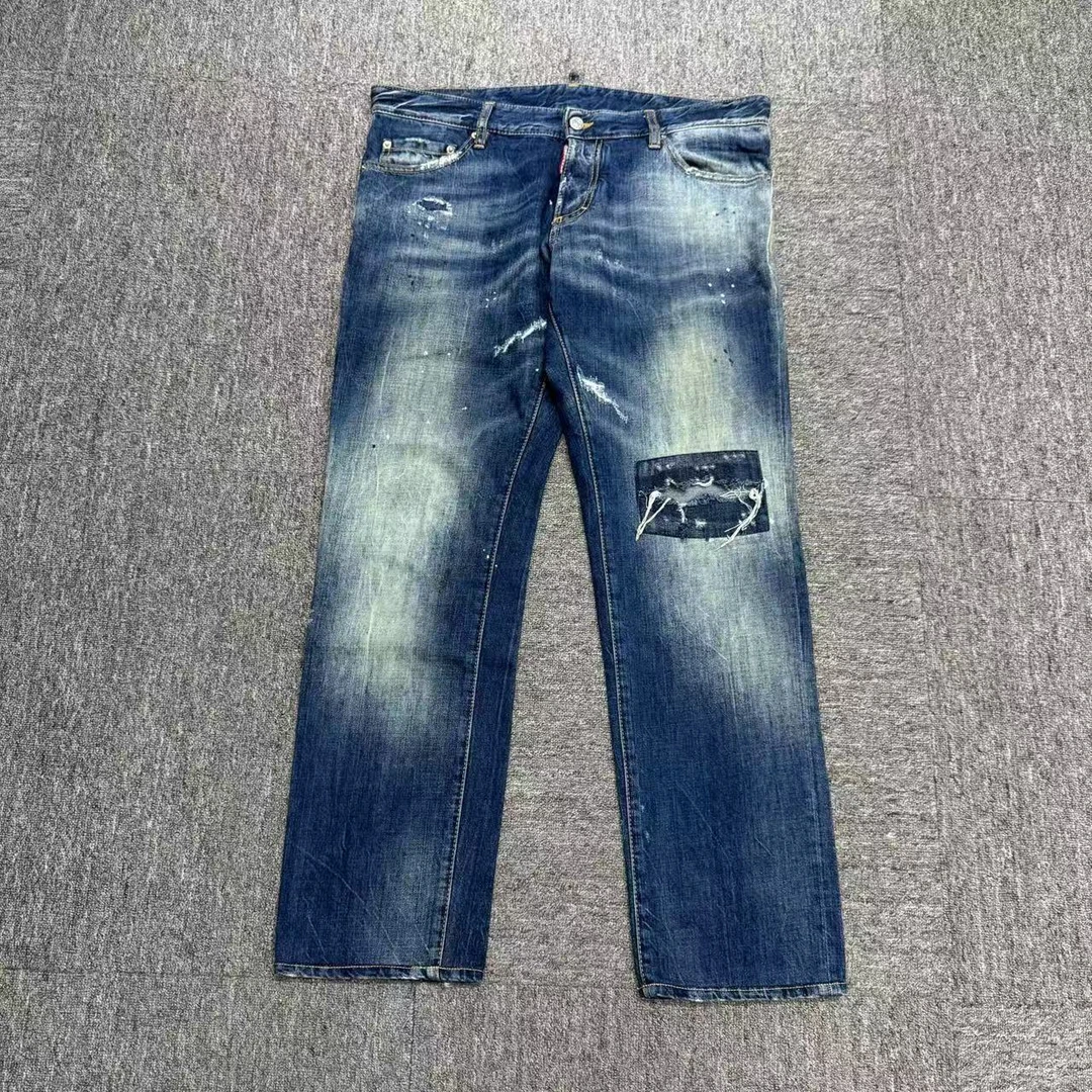 99新 maje 刀割补丁做旧牛仔裤/50码/编码18157
