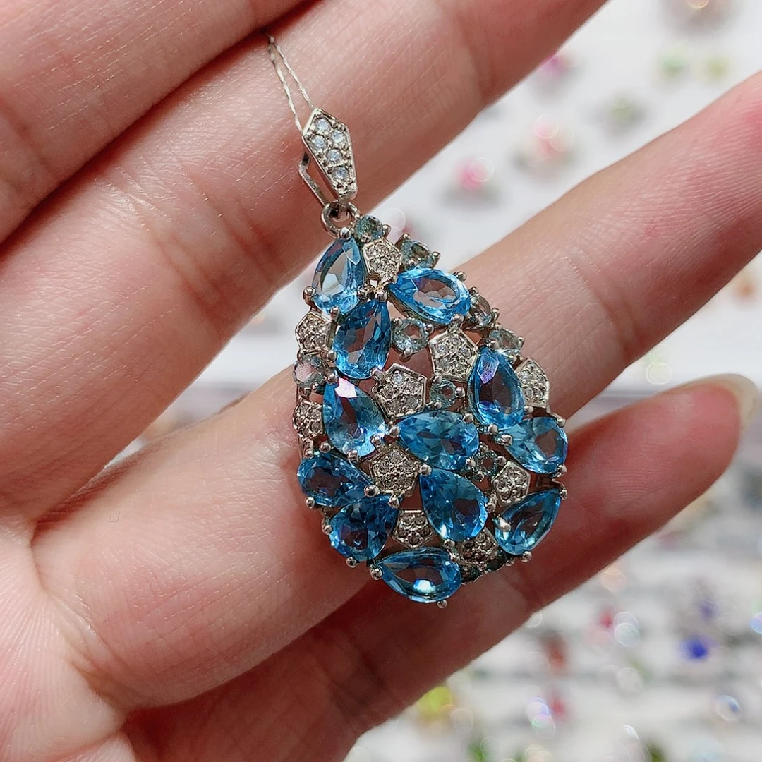 托帕石吊坠赠链银S925镶嵌