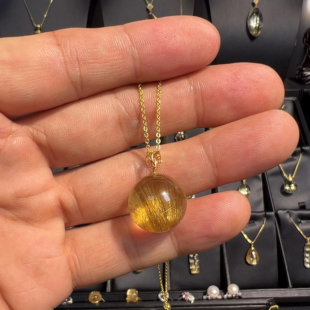 水晶颈饰18K金镶嵌