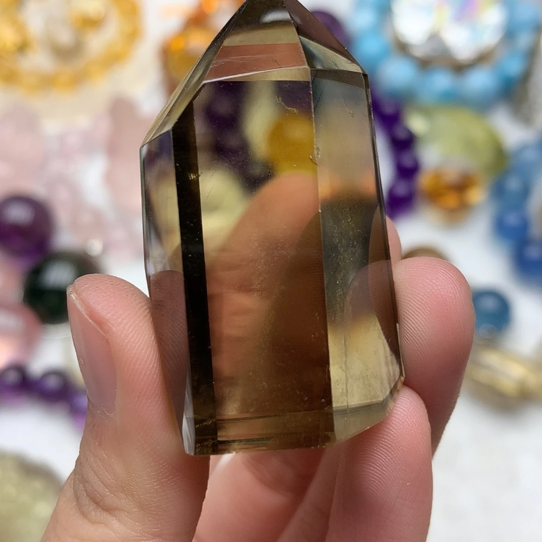 未镶嵌珠宝半成品水晶黄茶摆件