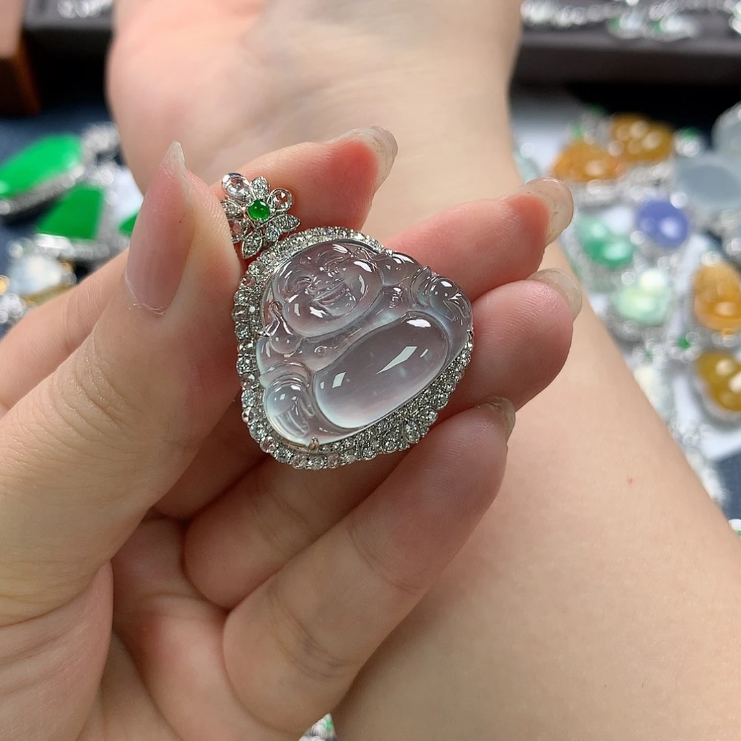 翡翠配石小*凤蓝冰佛公