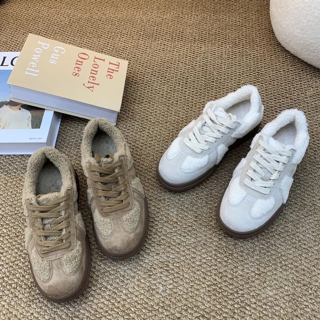 8012-2#休闲板鞋小白鞋休闲风纯色冬季运动休闲鞋棉鞋加绒