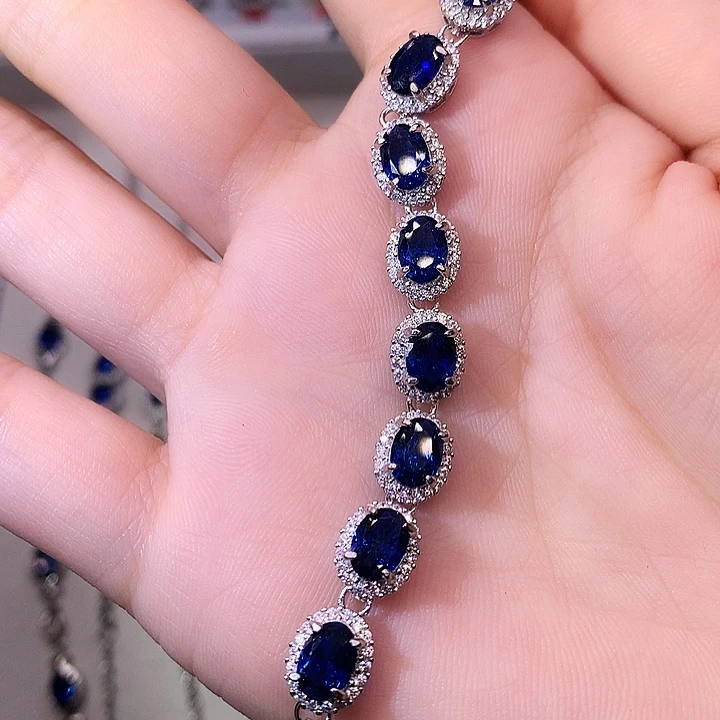 蓝宝石手链银S925镶嵌