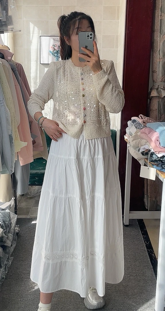 蕊蕊家春款亮片开衫毛衣