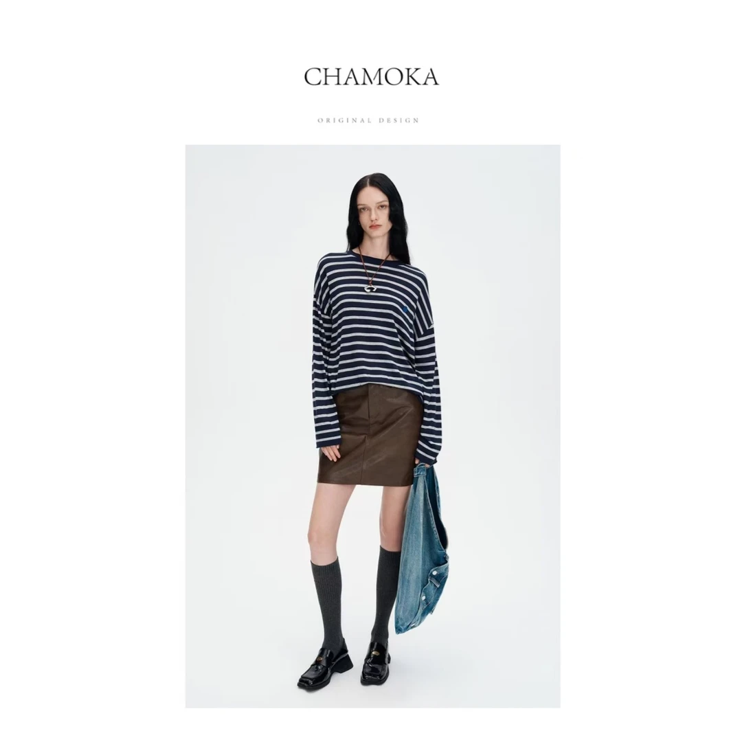 【1.5上新】SW条纹慵懒风针织长袖Y099