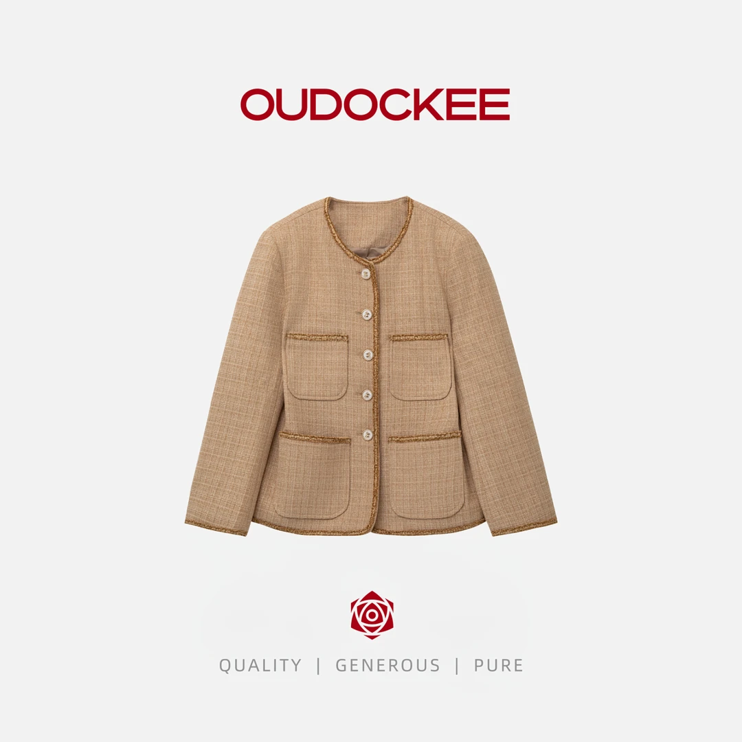 OUDOCKEE 鸥鸥 【绵羊毛】凯旋门 小香风短款外套宽松 JACAC795T