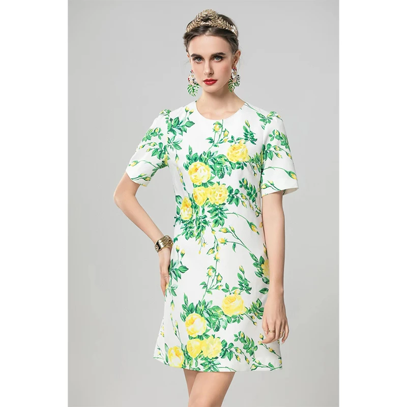 540款 牡丹富贵 巴黎时装周 高品质 短袖连衣裙女装