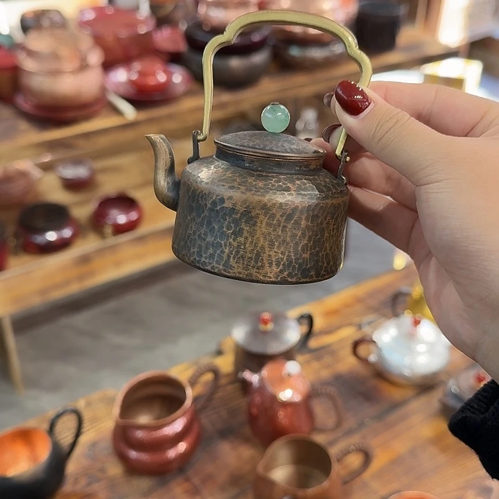 紫铜手工提梁小泡壶一个