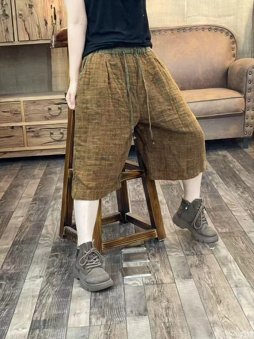 HY   F8604印花麻料中裤