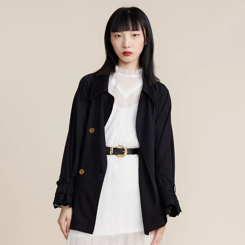MIIDII谜底女装莱赛尔风衣中长款外套女女士上衣221ME0127
