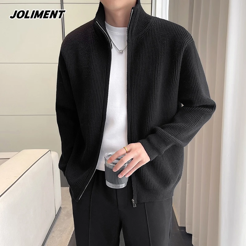 JOLIMENT半高领开衫毛衣男士秋季潮牌痞帅轻熟风针织长袖夹克外套