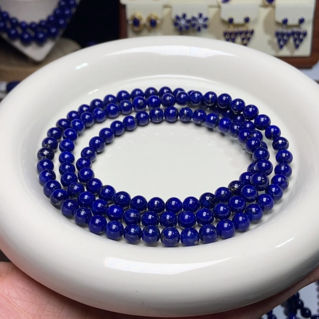 青金石未镶嵌老矿 多金6.5mm108佛珠