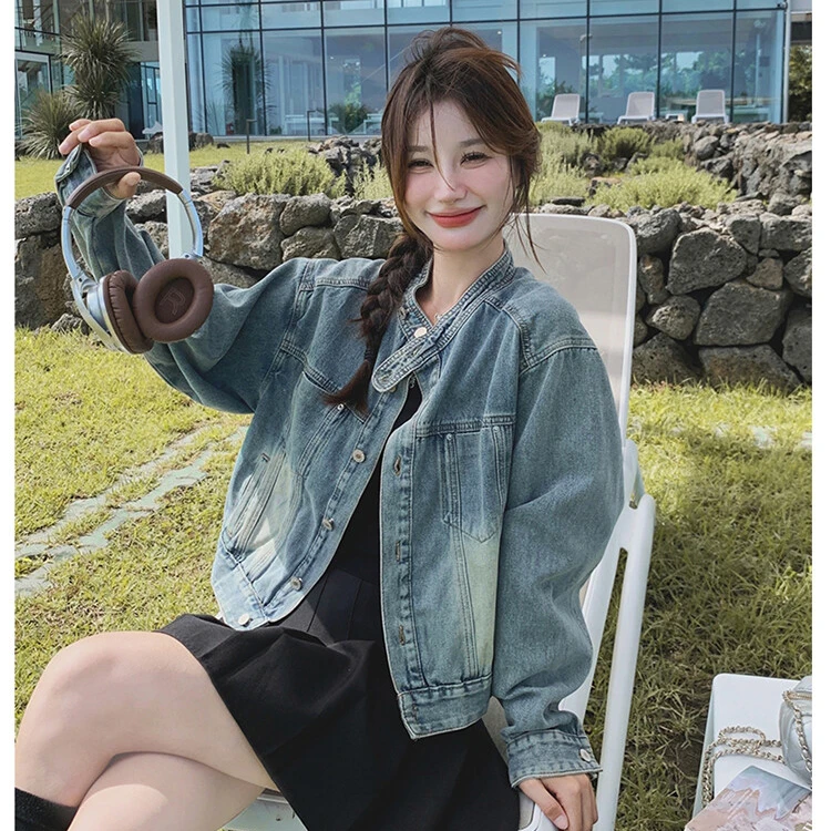 韩系chic牛仔外套女春秋2025新款美式简约经典百搭小个子夹克上衣